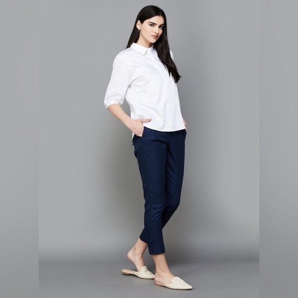 Van Heusen Navy Slim Stretch Ankle Crop Mid Rise Dress Pants - Picture 1 of 7
